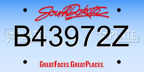 B43972Z South Dakota License Plate