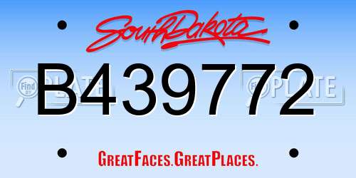 B439772 South Dakota License Plate