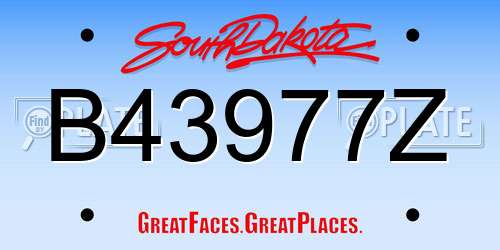 B43977Z South Dakota License Plate
