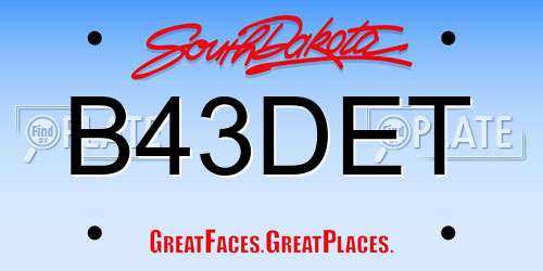 B43DET South Dakota License Plate