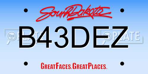 B43DEZ South Dakota License Plate