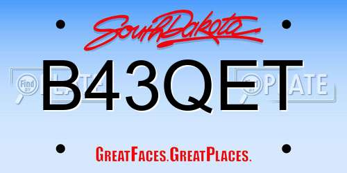 B43QET South Dakota License Plate