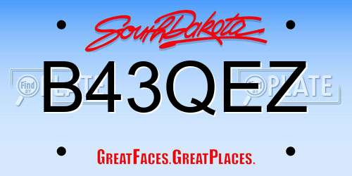 B43QEZ South Dakota License Plate