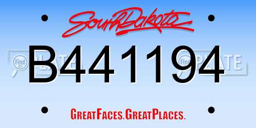 B441194 South Dakota License Plate