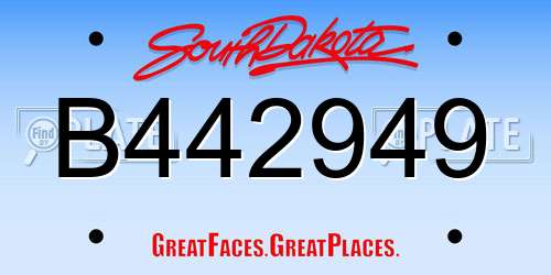 B442949 South Dakota License Plate