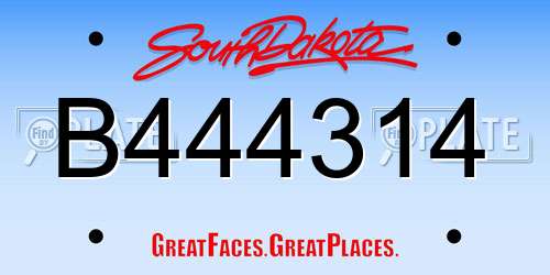 B444314 South Dakota License Plate