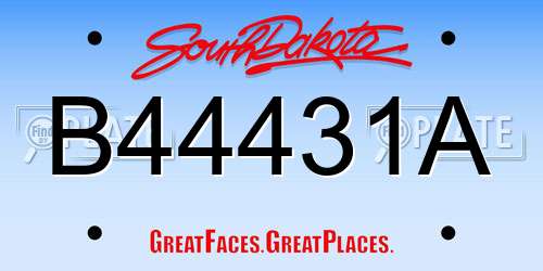 B44431A South Dakota License Plate