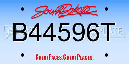 B44596T South Dakota License Plate