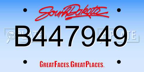 B447949 South Dakota License Plate