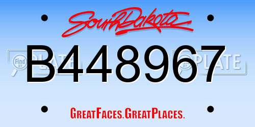 B448967 South Dakota License Plate