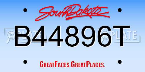 B44896T South Dakota License Plate