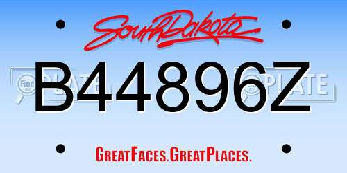 B44896Z South Dakota License Plate