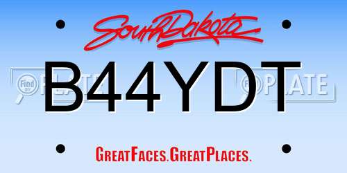 B44YDT South Dakota License Plate