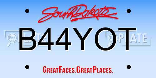 B44YOT South Dakota License Plate