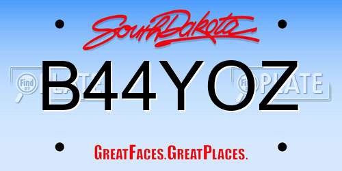 B44YOZ South Dakota License Plate