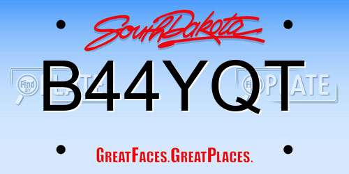 B44YQT South Dakota License Plate