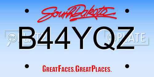 B44YQZ South Dakota License Plate
