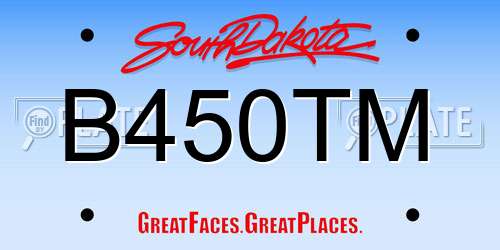 B450TM South Dakota License Plate