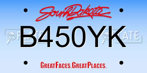 B450YK South Dakota License Plate