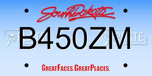 B450ZM South Dakota License Plate