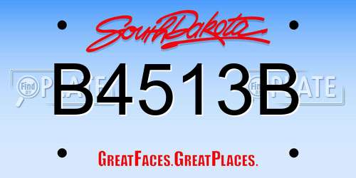 B4513B South Dakota License Plate