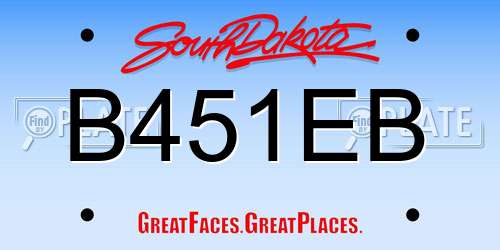 B451EB South Dakota License Plate