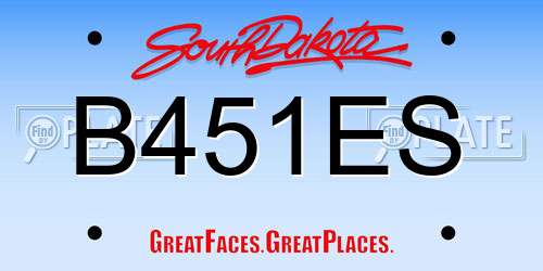 B451ES South Dakota License Plate