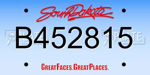B452815 South Dakota License Plate