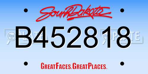 B452818 South Dakota License Plate