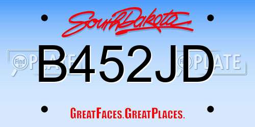 B452JD South Dakota License Plate