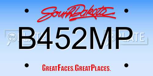 B452MP South Dakota License Plate