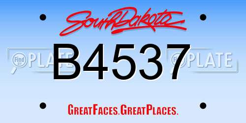 B4537 South Dakota License Plate