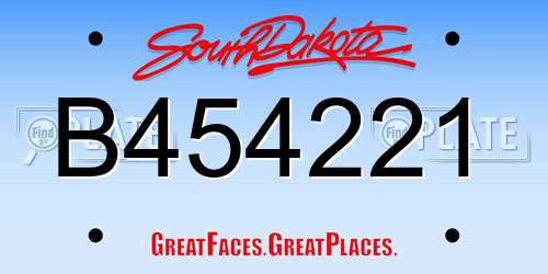 B454221 South Dakota License Plate