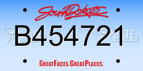 B454721 South Dakota License Plate