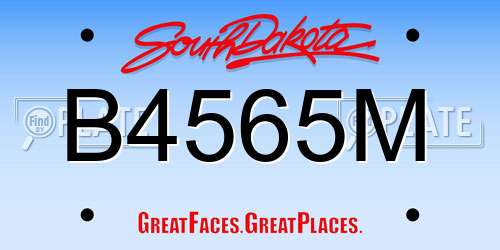 B4565M South Dakota License Plate