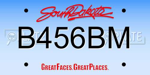 B456BM South Dakota License Plate
