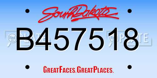 B457518 South Dakota License Plate