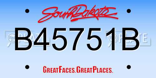 B45751B South Dakota License Plate