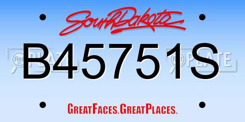 B45751S South Dakota License Plate