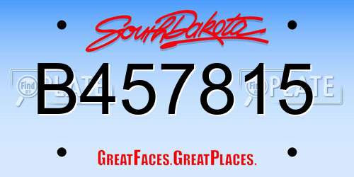 B457815 South Dakota License Plate