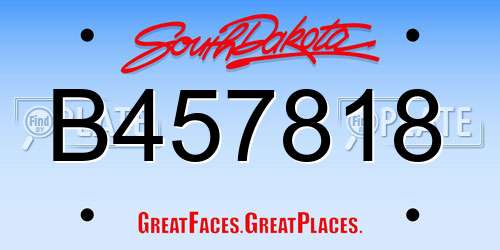 B457818 South Dakota License Plate