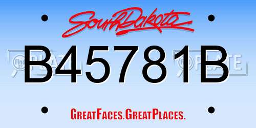 B45781B South Dakota License Plate