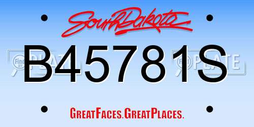 B45781S South Dakota License Plate