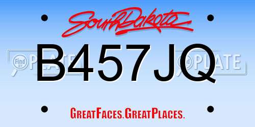 B457JQ South Dakota License Plate