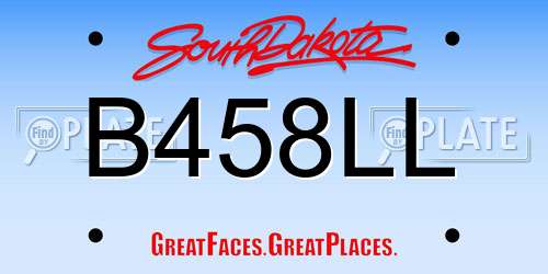 B458LL South Dakota License Plate