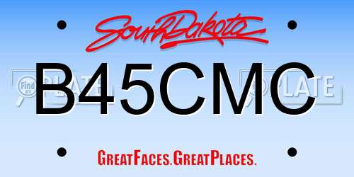 B45CMC South Dakota License Plate