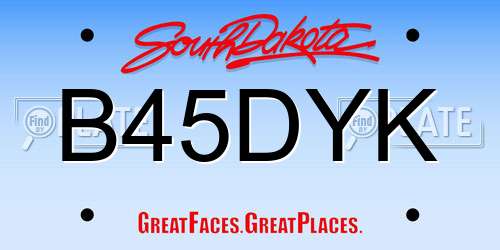 B45DYK South Dakota License Plate