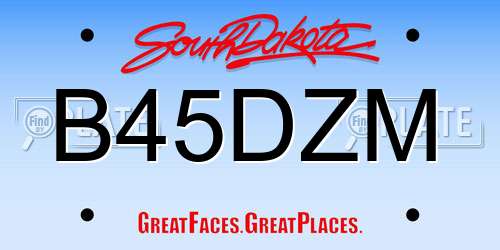 B45DZM South Dakota License Plate