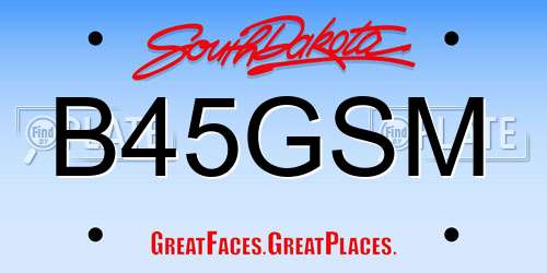 B45GSM South Dakota License Plate