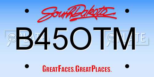 B45OTM South Dakota License Plate